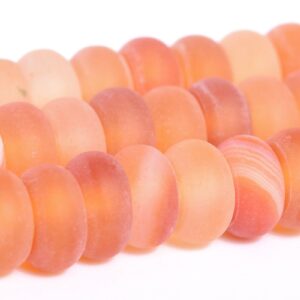 Matte Orange Red Striped Agate Beads Grade AAA Gemstone Rondelle Loose Beads 6MM 8MM Bulk Lot Options
