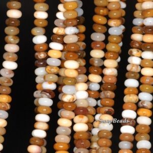 Mexican Agate Gemstone, Brown, Rondelle 6x4mm Loose Beads 16 Inch Full Strand (90113284-125)