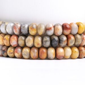 Natural Orange Cream Crazy Lace Agate Gemstone Grade Aaa Rondelle 6x4mm 8x5mm Loose Beads