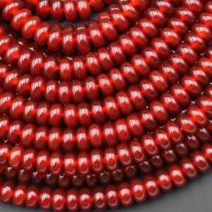 Natural Red Agate 4mm 6mm 8mm Rondelle Beads 15.5" Strand