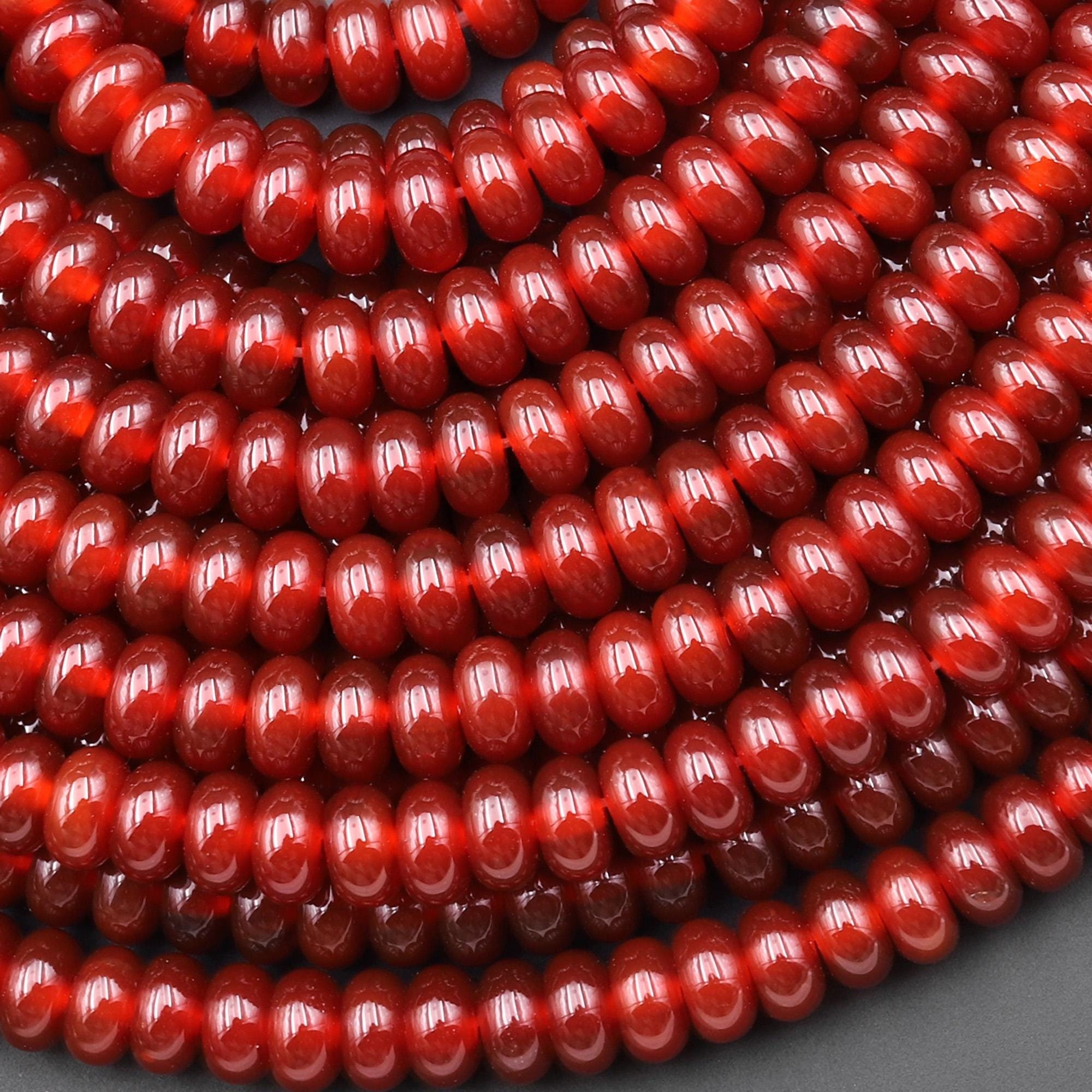 Natural Red Agate 4mm 6mm 8mm Rondelle Beads 15.5" Strand Natural Red Agate 4mm 6mm 8mm Rondelle Beads 15.5" Strand