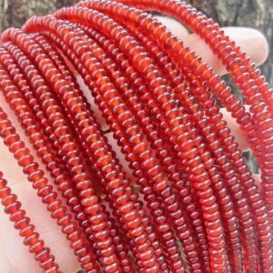 Natural Red Agate Rondelle Spacer Loose Beads, Rondelle Red Agate Beads Supply,15 Inches One Strand