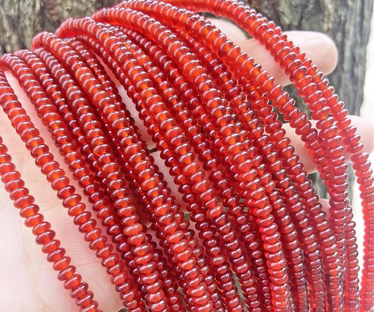 Natural Red Agate Rondelle Spacer Loose Beads, Rondelle Red Agate Beads Supply,15 Inches One Strand