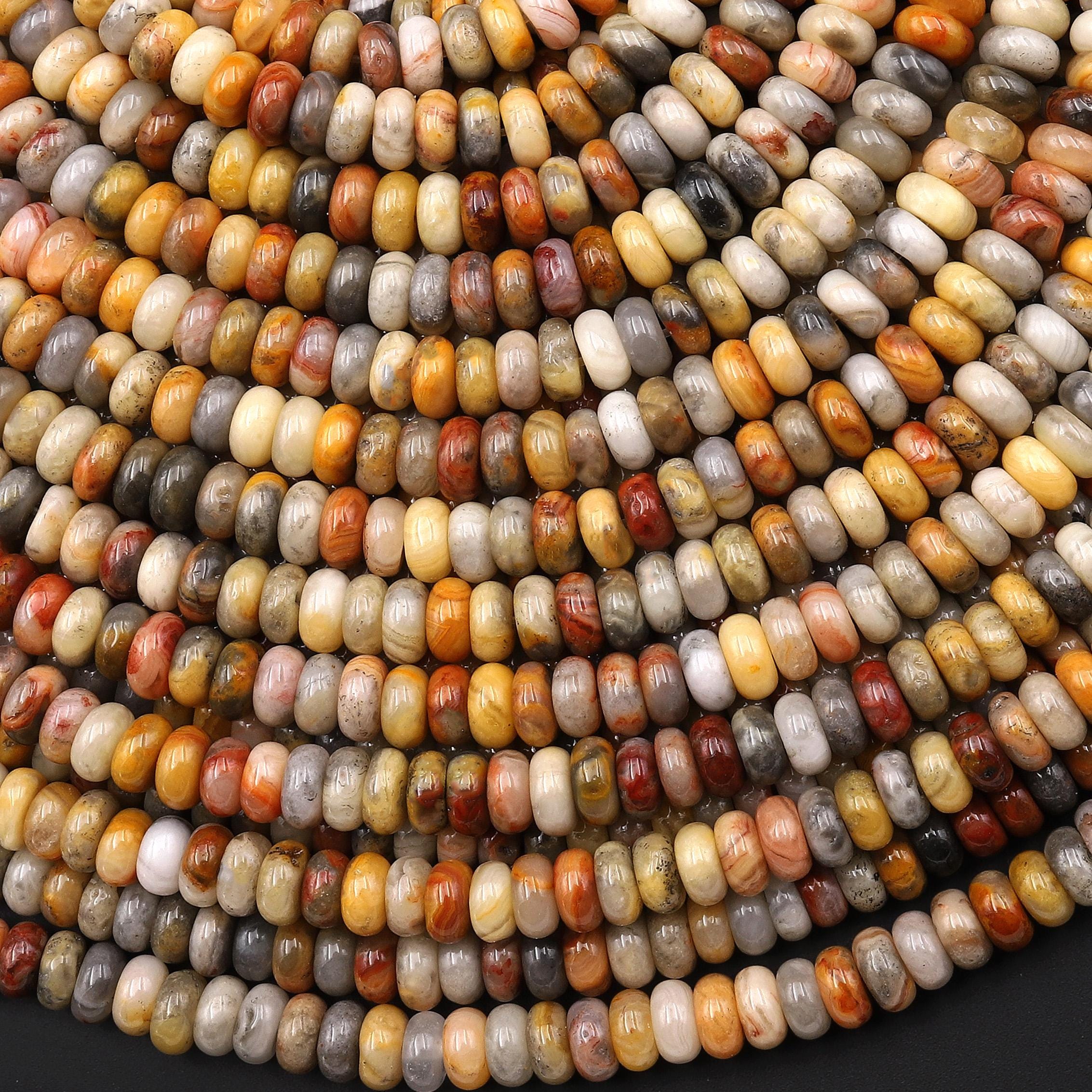Natural Yellow Crazy Lace Agate 4mm Smooth Rondelle Gemstone Beads 15.5" Strand Natural Yellow Crazy Lace Agate 4mm Smooth Rondelle Gemstone Beads 15.5" Strand