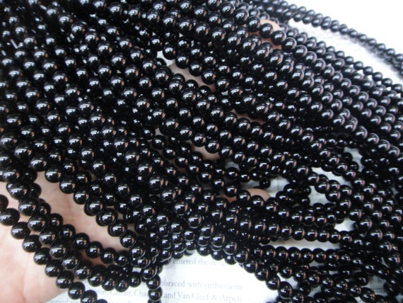 3mm Black Agate Round Beads, 15.5 Inch Long, A Grade.