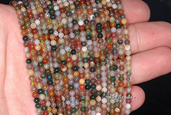 3mm Sanctuary Indian Agate Gemstone Round 3mm Loose Beads 16 Inch Full Strand Lot 1,2,6,12 And 50 (90114025-107 - 3mm B)