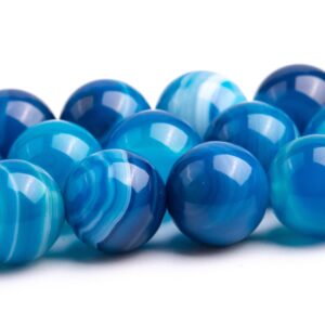 8MM Blue Striped Agate Beads Grade AAA Gemstone Round Loose Beads 15"/7.5" Bulk Lot Options (122327)