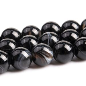 Black Striped Agate Beads Grade AAA Genuine Natural Gemstone Round Loose Beads 4MM 6MM 8MM 10MM 12MM Bulk Lot Options Black Striped Agate Beads Grade AAA Genuine Natural Gemstone Round Loose Beads 4MM 6MM 8MM 10MM 12MM Bulk Lot Options