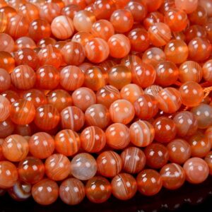 Botswana Agate Natural Orange Red Gemstone Grade AAA Round 8MM 10MM Loose Beads BULK LOT 1,2,6,12 and 50 (D223)