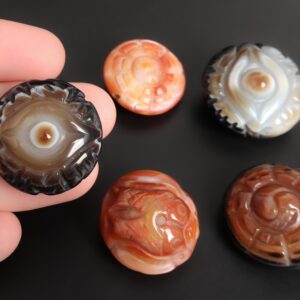 Genuine Natural Orange/Black/White Agate Round Pendant Grade AAA Gemstone Agate Pendant