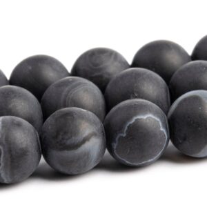Matte Black Striped Agate Beads Grade AAA Genuine Natural Gemstone Round Loose Beads 4MM 6MM 8MM 10MM 12MM 16MM Bulk Lot Options