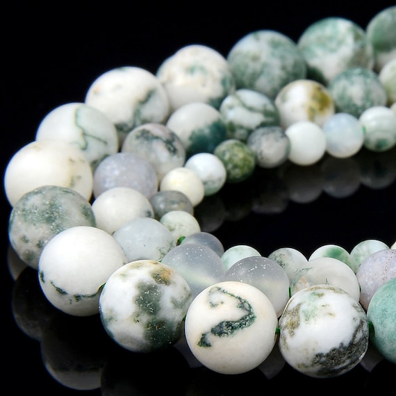 Matte Tree Agate Gemstone Grade Aaa Round 4mm 6mm 8mm Loose Beads Bulk Lot 1,2,6,12 And 50 (d335)