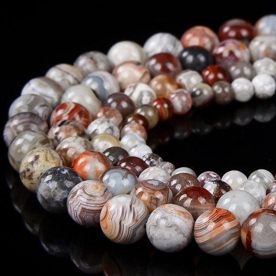 Natural Rare Laguna Lace Agate Gemstone Grade Aaa Round 4mm 5mm 6mm 7mm 8mm Loose Beads (p81)