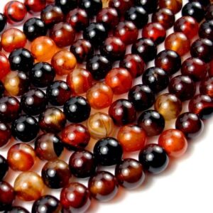 Sardonyx Agate, 8mm, Round, 15 Inch, Full Strand, Approx. 47 Beads, Hole 1 Mm (397054005)