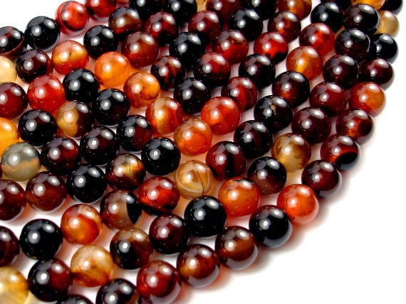 Sardonyx Agate, 8mm, Round, 15 Inch, Full Strand, Approx. 47 Beads, Hole 1 Mm (397054005) Sardonyx Agate, 8mm, Round, 15 Inch, Full Strand, Approx. 47 Beads, Hole 1 Mm (397054005)