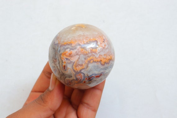 57mm Mexican Crazy Lace Agate Sphere, Natural Crazy Lace Agate Sphere Stone, Amazing Design Crazy Lace Agate, Polished Stone, Gift For Her