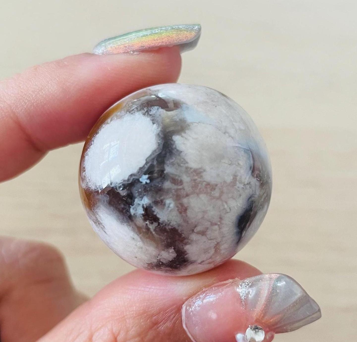 Blue Flower Agate Sphere: Sakura Crystal Ball (25mm) 24g
