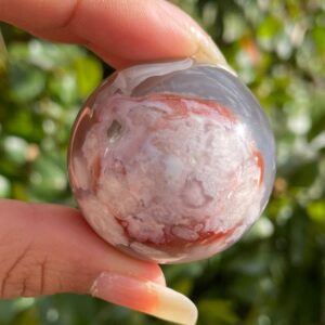 Cherry Blossom Flower Agate Sphere: Sakura Crystal Ball (39mm) 71.60g