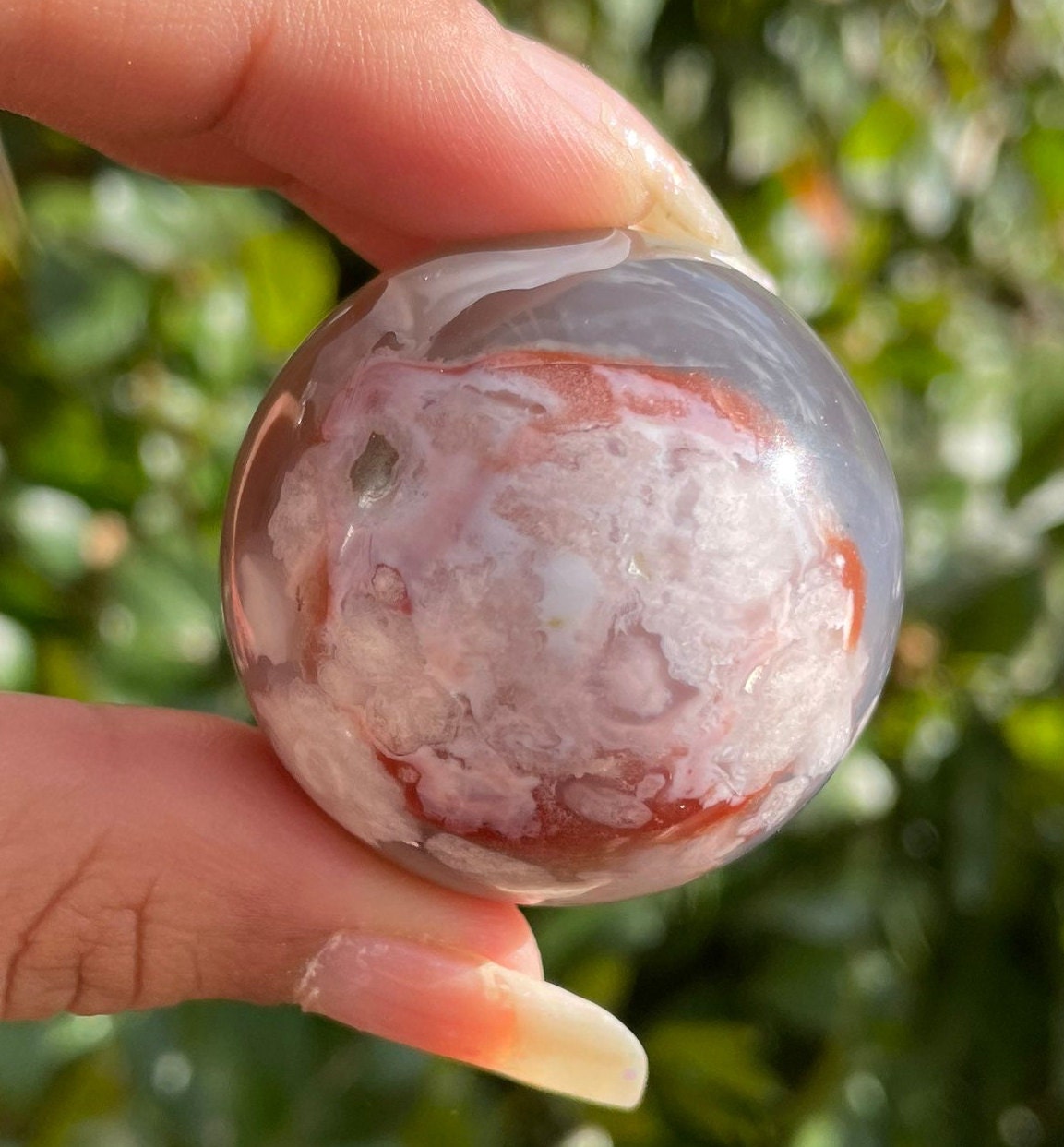 Cherry Blossom Flower Agate Sphere: Sakura Crystal Ball (39mm) 71.60g