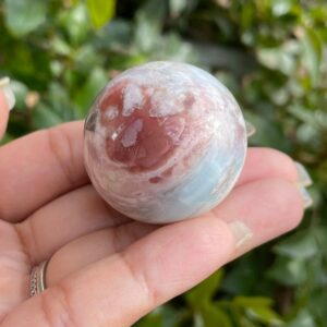 Cherry Flower Agate Sphere: Sakura Crystal Ball (36mm, 62.5g)