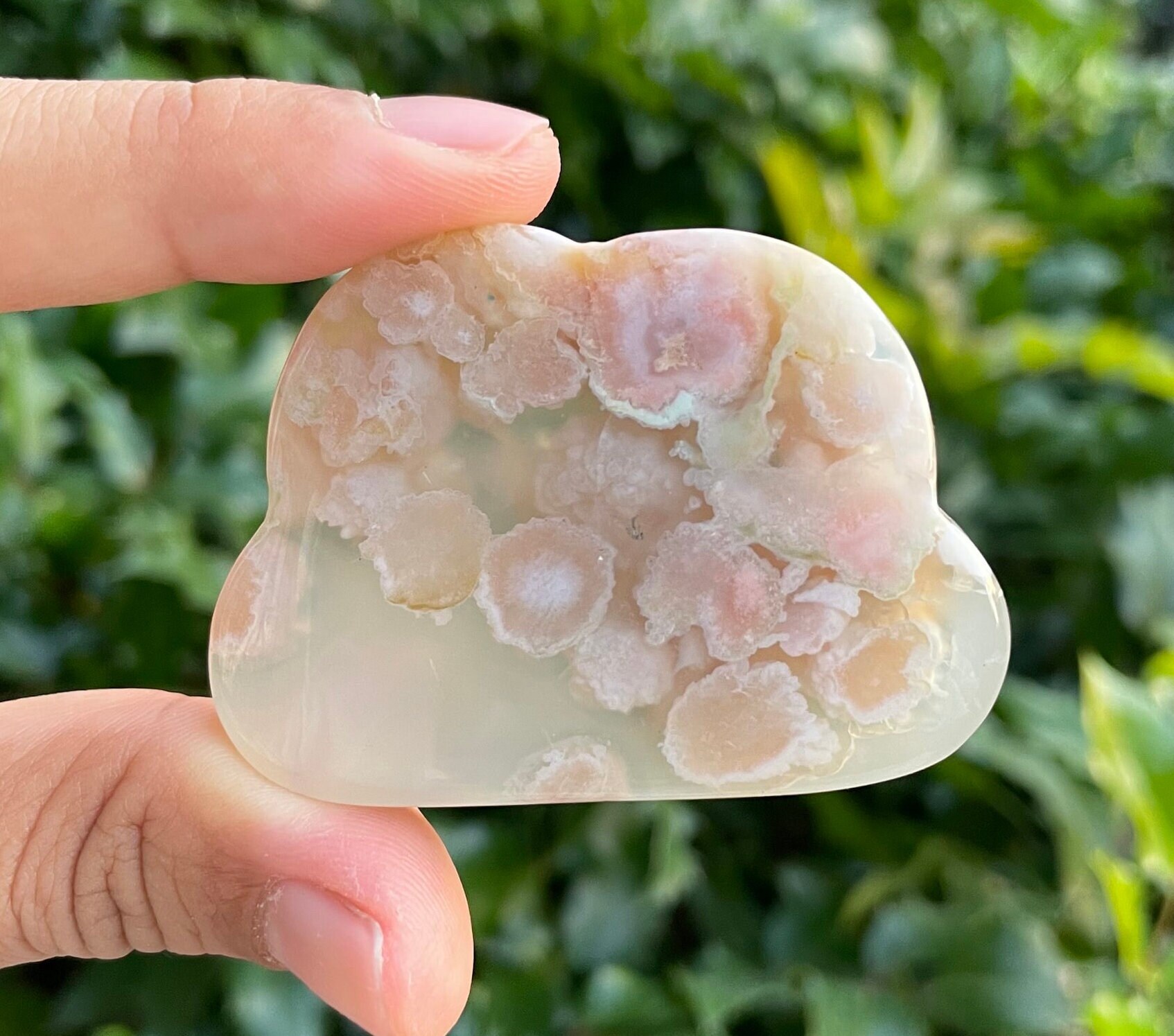 Flower Agate Crystal Cloud: Sakura Gemstone Carving (43g)