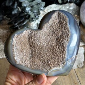 Natural Red Druzy Blue Agate Heart