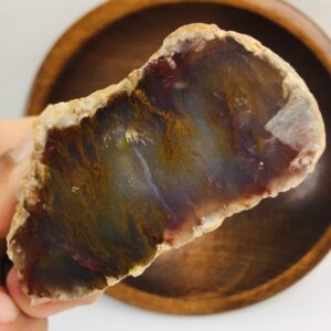 Natural Agate Stone Slab: Red, Orange, Brown Polished Gemstone (79.22g)