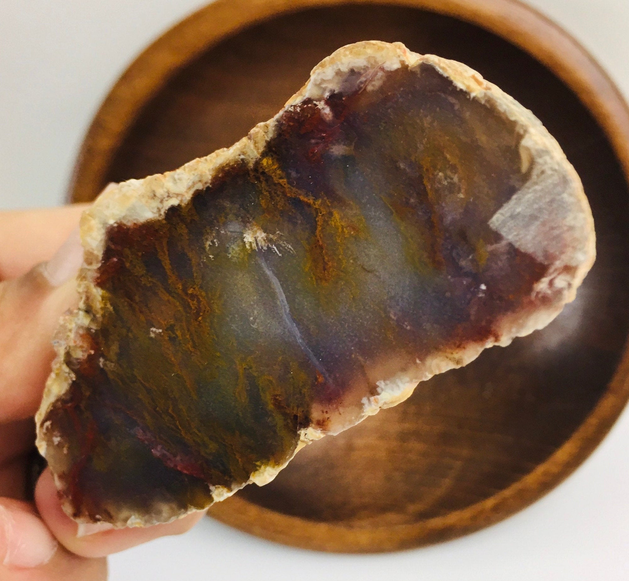 Natural Agate Stone Slab: Red, Orange, Brown Polished Gemstone (79.22g)