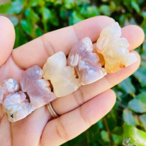 Tiny Flower Agate Crystal Bunny: Polished Carved Gemstone (15-30mm)