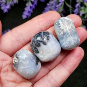 Blue Plume Agate Crystal - Pacific Blue Plume Agate - Blue Agate - Tumbled Agate - Indonesian Agate - Plume Agate - Storm Plume Agate