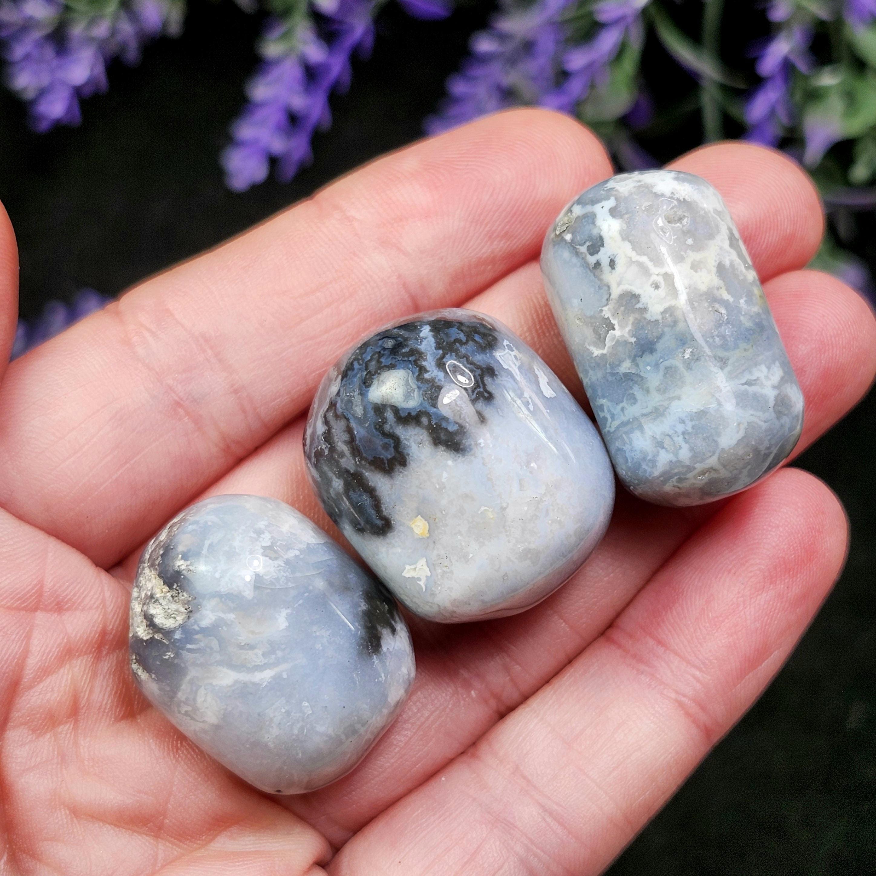 Blue Plume Agate Crystal - Pacific Blue Plume Agate - Blue Agate - Tumbled Agate - Indonesian Agate - Plume Agate - Storm Plume Agate Blue Plume Agate Crystal - Pacific Blue Plume Agate - Blue Agate - Tumbled Agate - Indonesian Agate - Plume Agate - Storm Plume Agate
