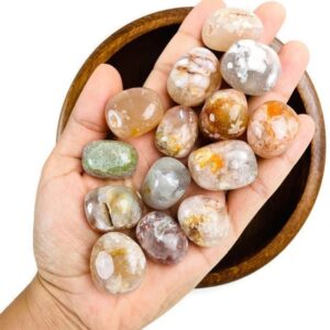 Tumbled Flower Agate Stone: Polished Cherry Blossom Crystal