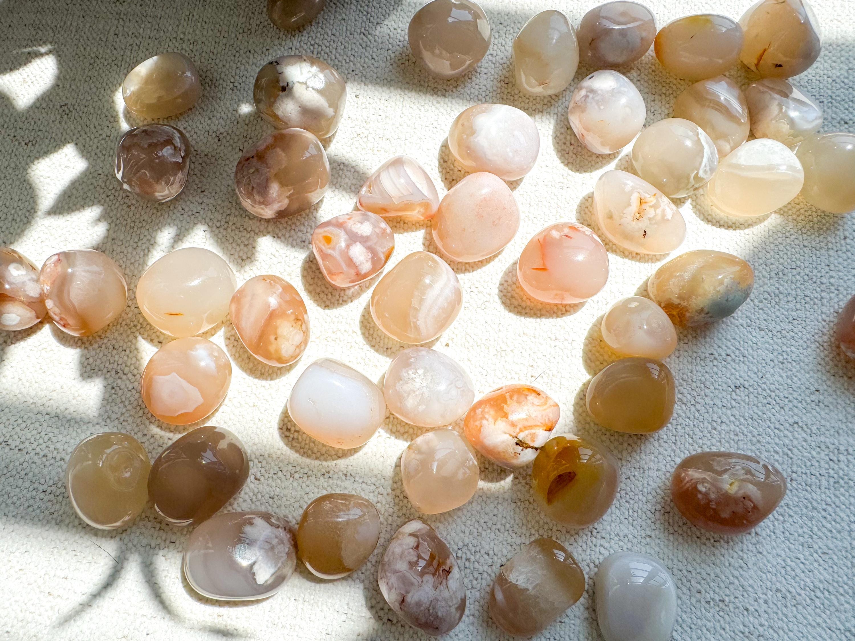 Flower Agate Tumbled Stones: Emotional Healing, Root & Heart Chakra