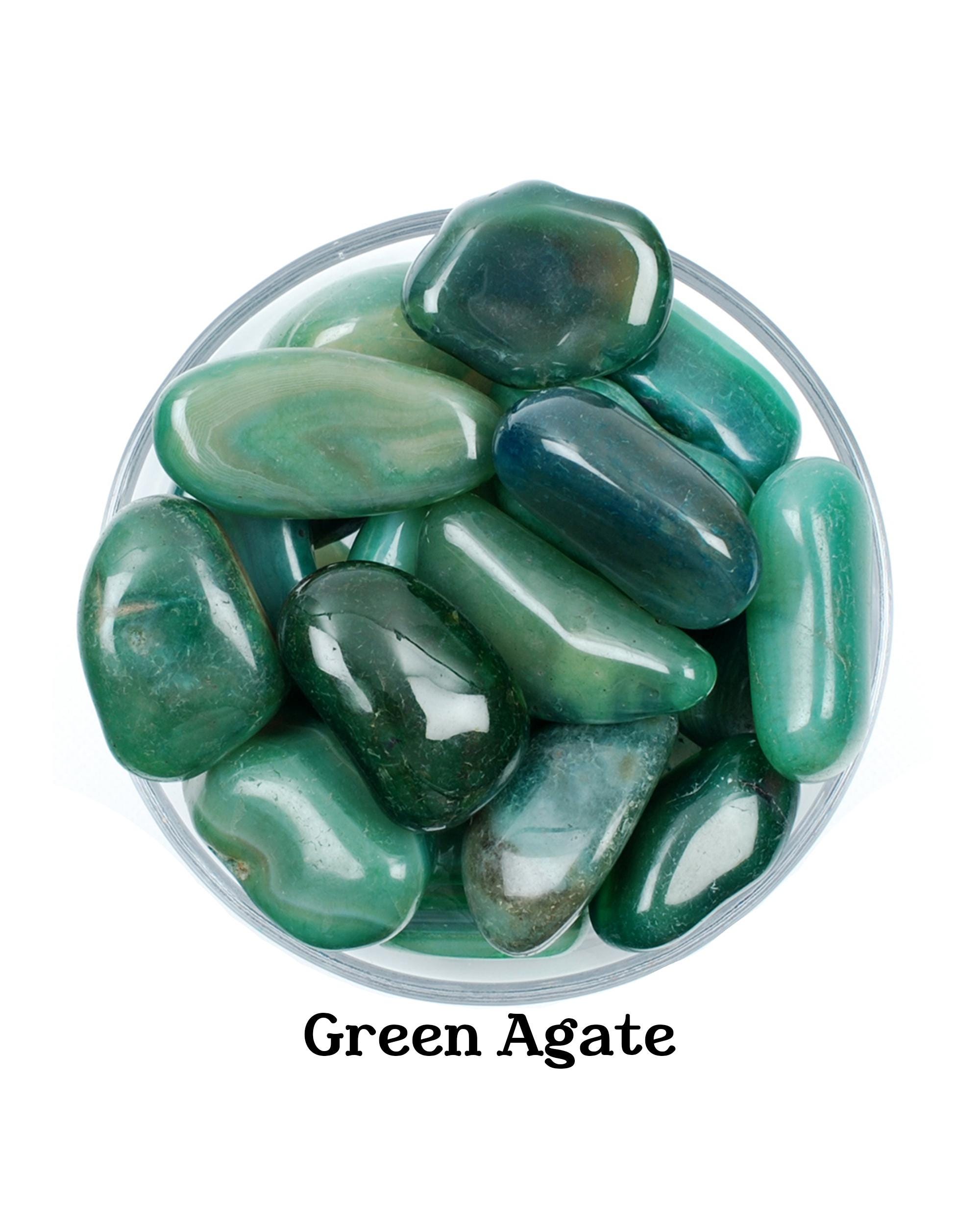 Green Agate Tumbled Stone, Gift For Crystal Lovers, Natural Mossy Green Good Luck Gemstone