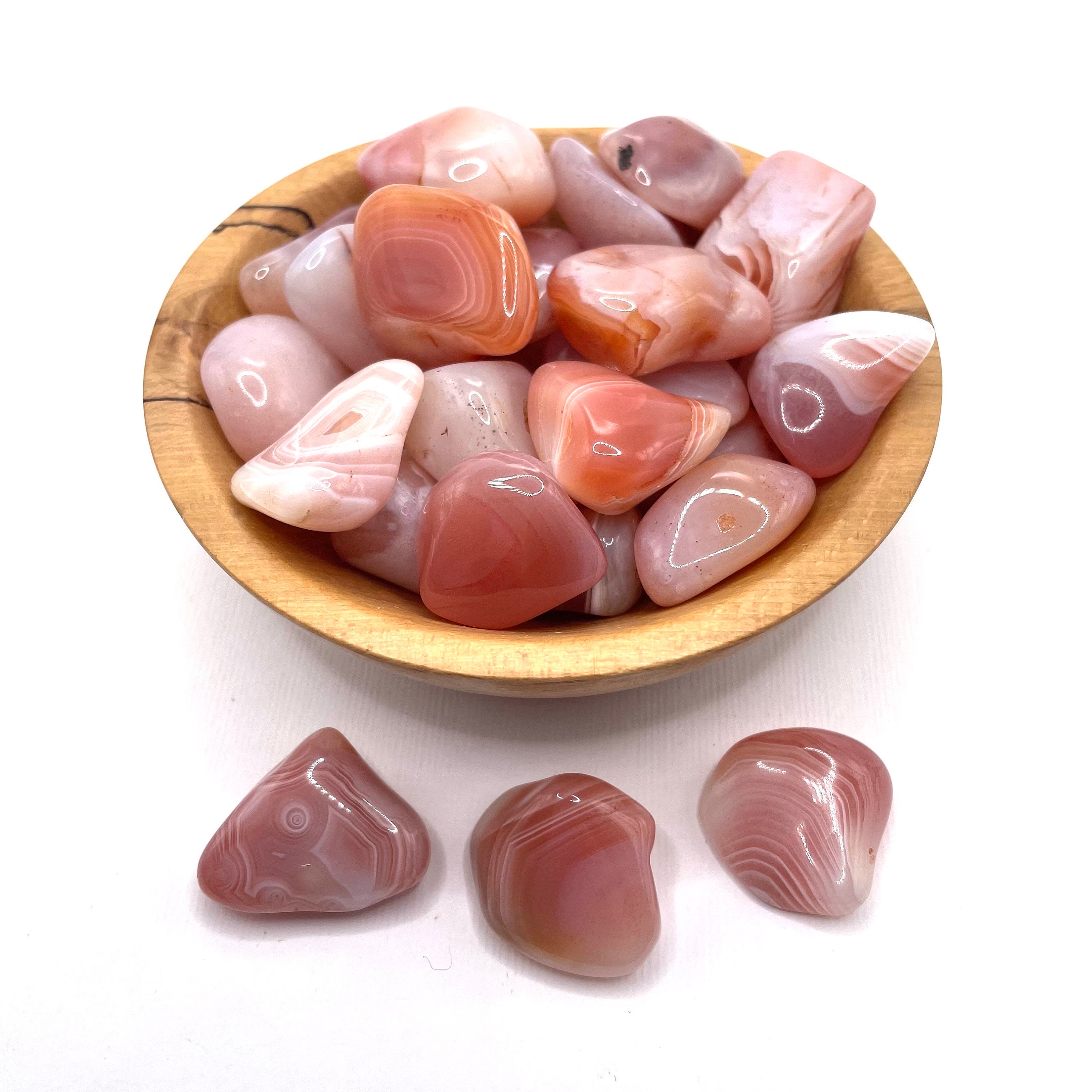 Pink Apricot Agate Tumbled Stones Smooth Palm Stone 20-25-30mm