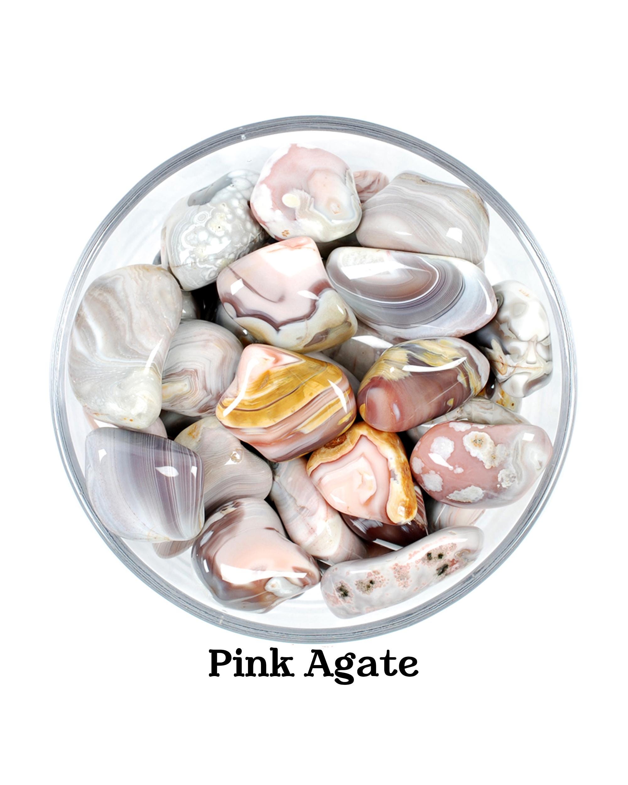 Pink Agate Tumbled Stone, Natural Banded Crystal For Love, Calm And Emotional Balance Gift