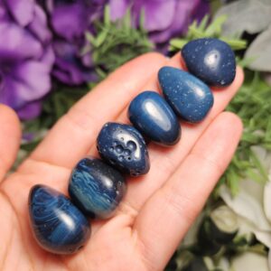 Polished Sieber Agate Crystal: Tumbled Blue Agate Stone