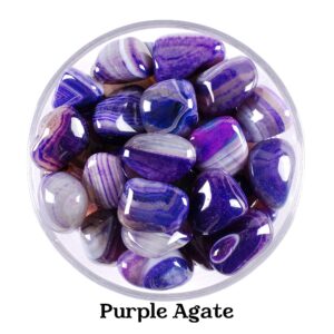 Purple Agate Tumbled Stone, Natural Banded Crystal For Creativity, Intuition And Peace Gift