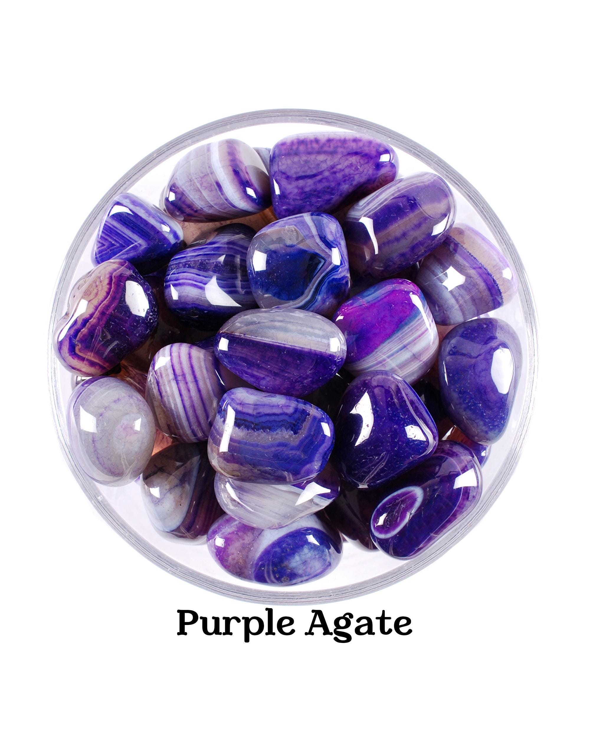 Purple Agate Tumbled Stone, Natural Banded Crystal For Creativity, Intuition And Peace Gift