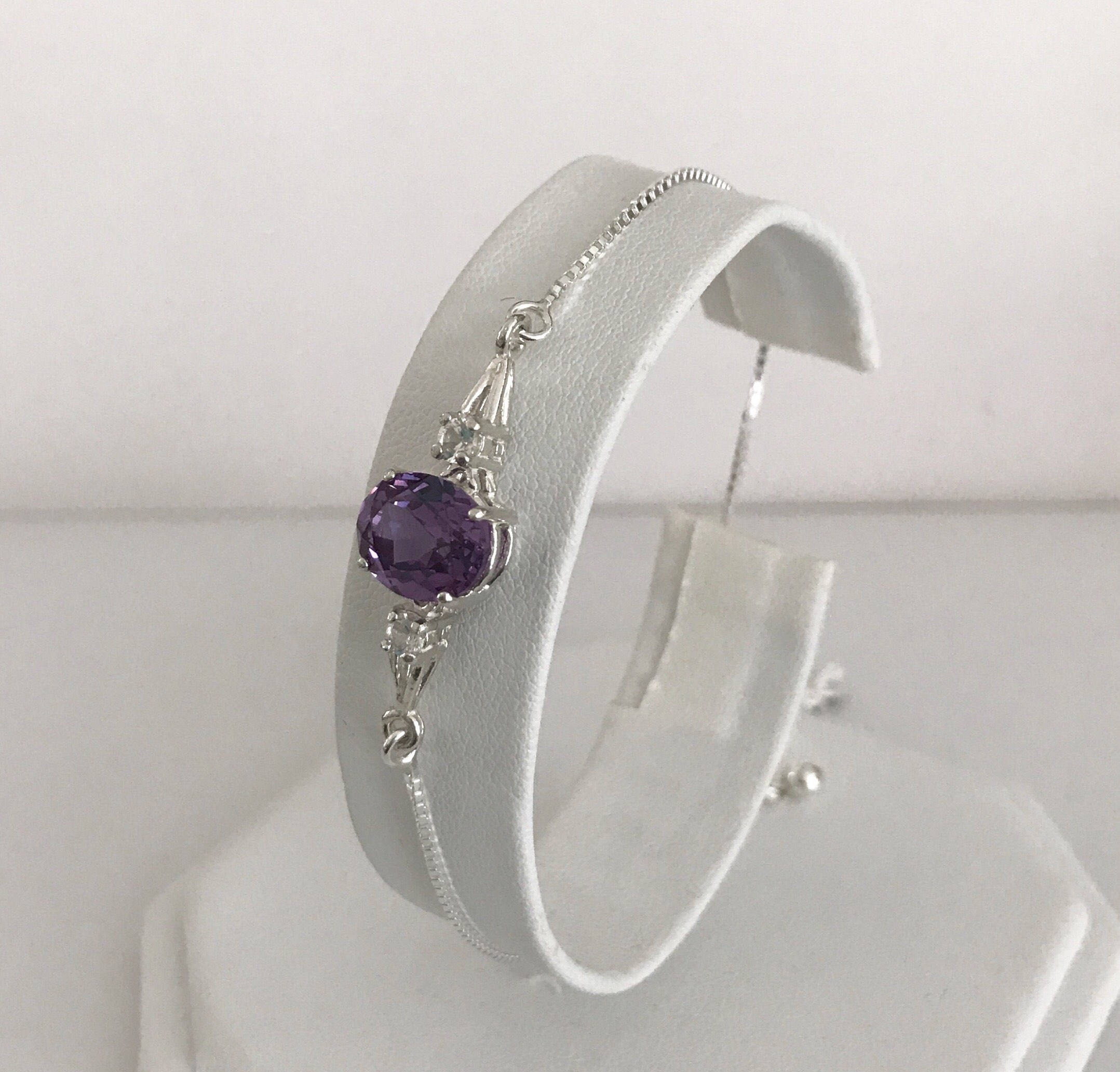 3.5ct Alexandrite Bolo Bracelet In Sterling Silver Color Change Gemstone