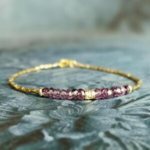 Alexandrite And 24k Gold Vermeil Beads Bracelet Chrysoberyl Jewelry June Birthstone Gifts For Her Good Luck Abundance Love