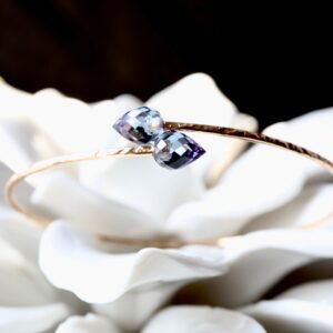 Delicate Alexandrite Teardrop Bypass Bracelet | 14K GF or Sterling Silver June Birthday Birthstone Bangle | June Twins Push Present for Mom