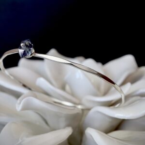 Alexandrite Geo Bangle Bracelet in 14k Gold Filled and Sterling Silver - June Birthstone Jewelry