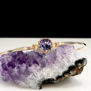 Alexandrite Royal Bangle - June Birthstone Bracelet In Sterling Silver Or 14k Gold Filled Alexandrite Royal Bangle - June Birthstone Bracelet In Sterling Silver Or 14k Gold Filled