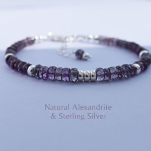 Alexandrite Silver Bracelet - Natural Alexandrite Bracelet - Genuine Alexandrite - Sterling Silver Alexandrite - June Birthstone
