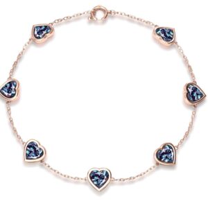 Vintage Alexandrite Bracelet For Women 925 Silver Alexandrite Heart Bracelet Unique Gemstone Bracelet For Her Dainty Bracelet Gift For Women