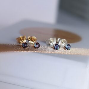 3mm Alexandrite Studs - Alexandrite Stud Earrings - Tiny Alexandrite Studs - 3mm Gold Studs - 3mm Silver Studs - June Birthstone