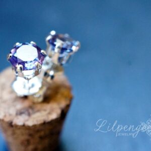 5mm Alexandrite Stud Earrings, Color Changing Gemstone, Gold or Silver
