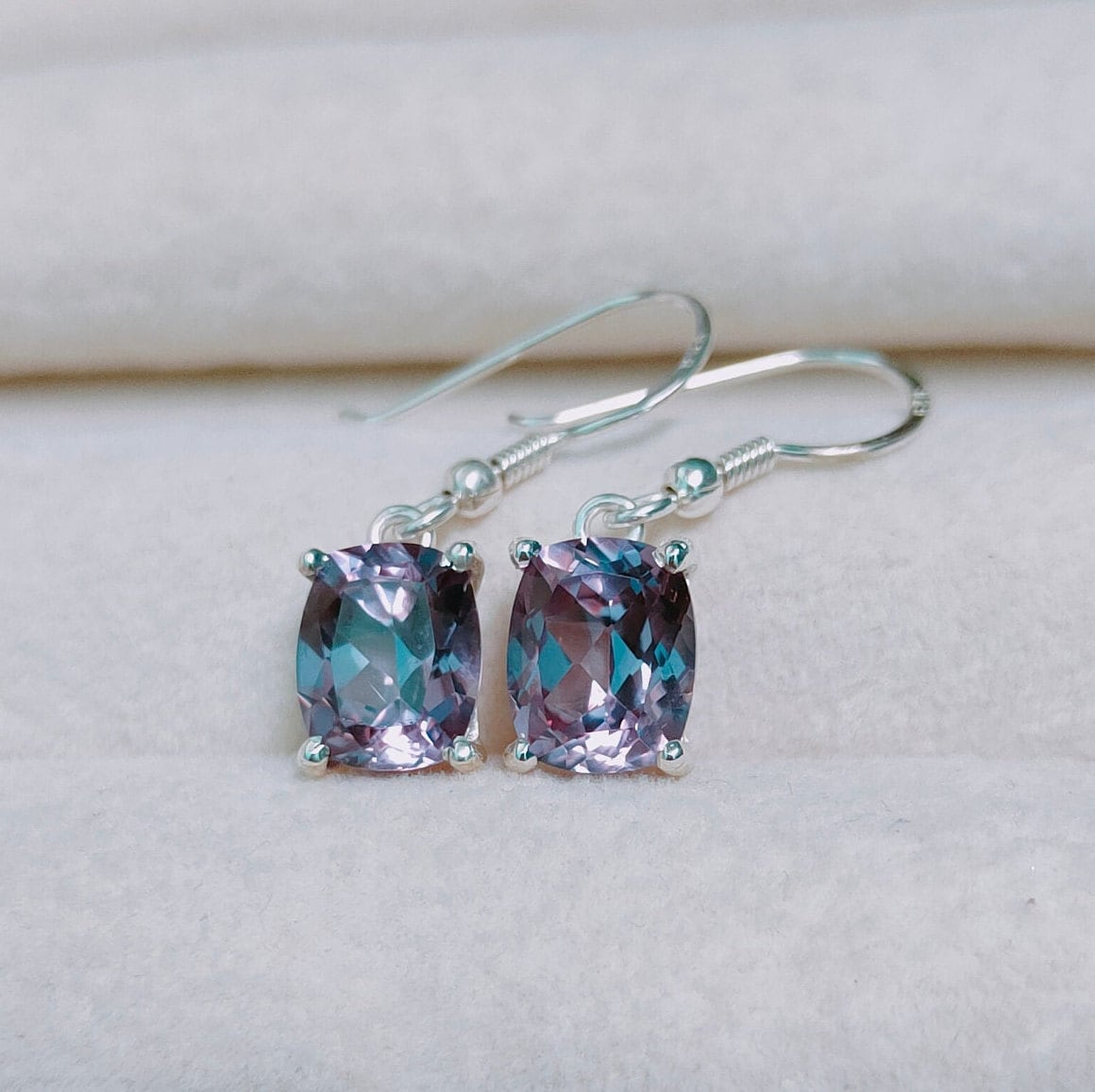 Alexandrite Earrings, 925 Sterling Silver Earrings, Cushion Cut Alexandrite Earrings Alexandrite Drop Earrings Lab Grown Alexandrite Earring Alexandrite Earrings, 925 Sterling Silver Earrings, Cushion Cut Alexandrite Earrings Alexandrite Drop Earrings Lab Grown Alexandrite Earring