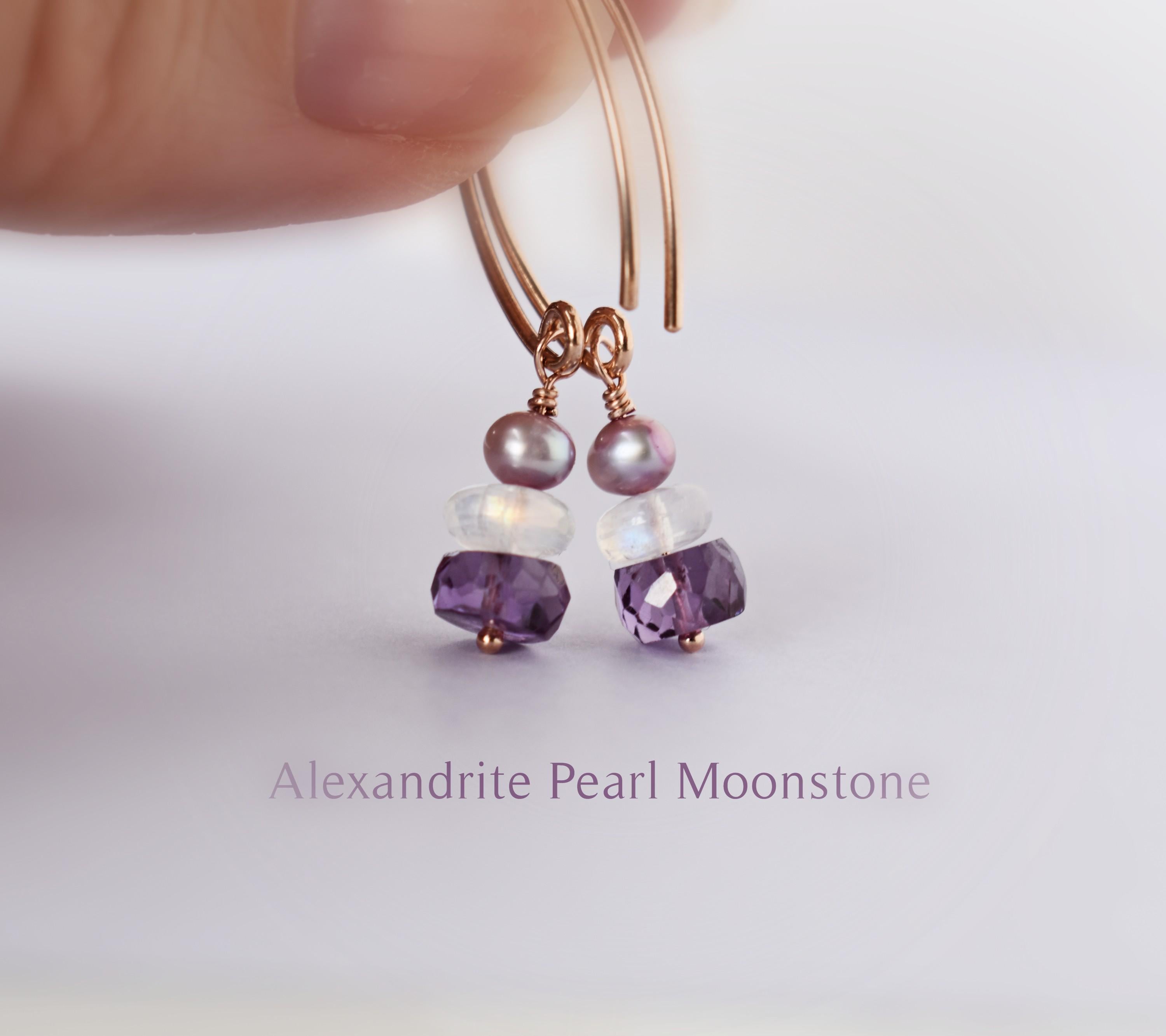 Beaded Alexandrite Earrings - June Birthstone Earrings - June Birthday Earrings - Alexandrite Earrings - Dainty Dangle Earrings
